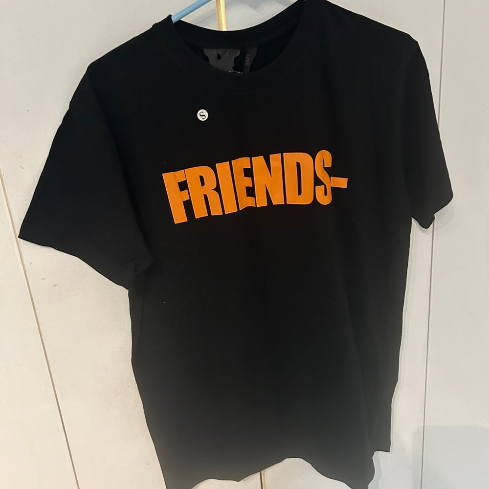 Vlone Friends Black Youth T-Shirt with Orange Print